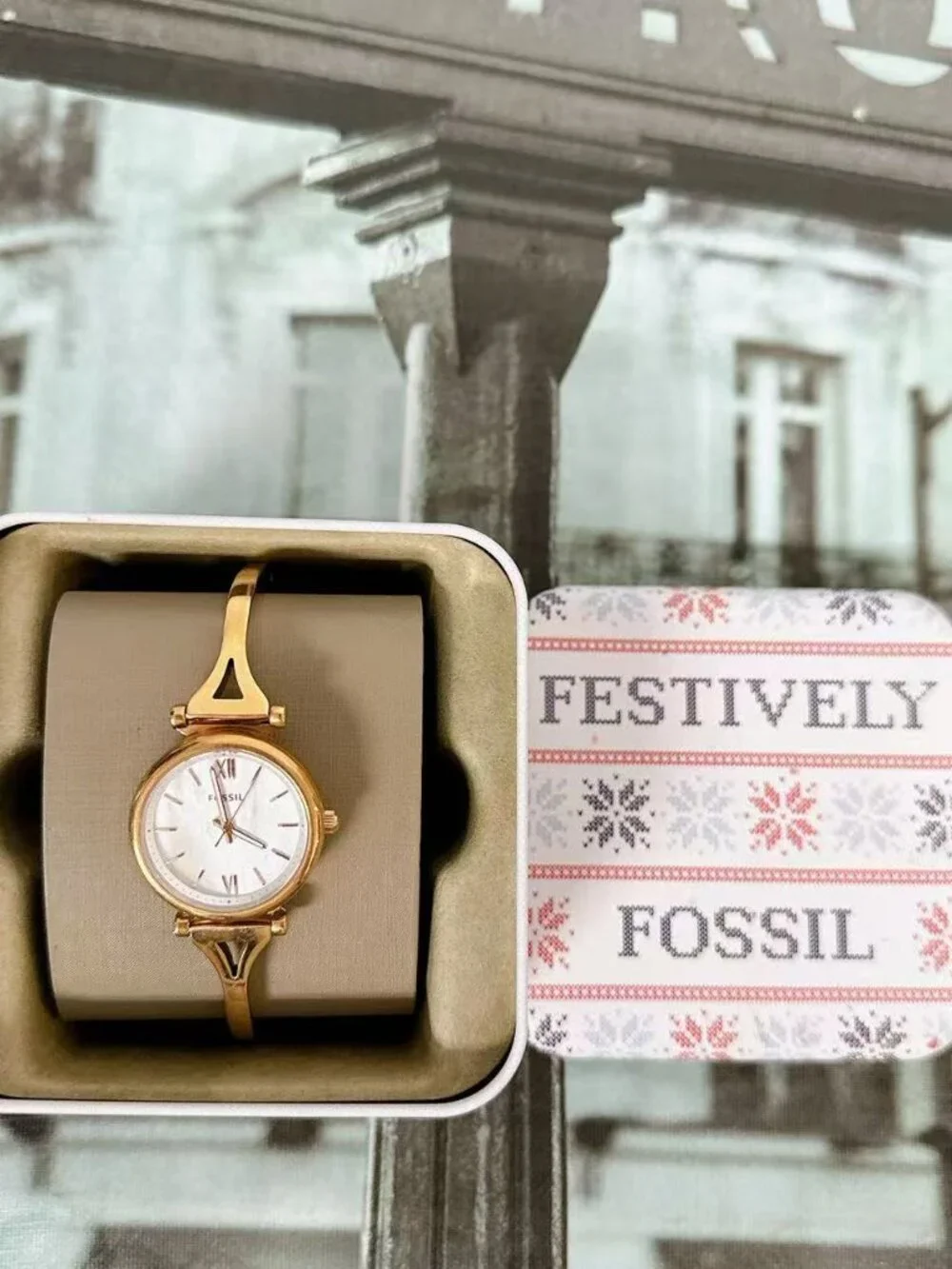 Fossil Carlie Mini ES4500 Rose Gold Mother Of Pearl Bangle Quartz Watch